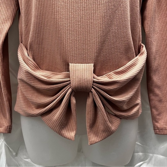 ☀️ $10 Blowout Molly Bracken bow tie pastel peach pink top size Small - Picture 3 of 6